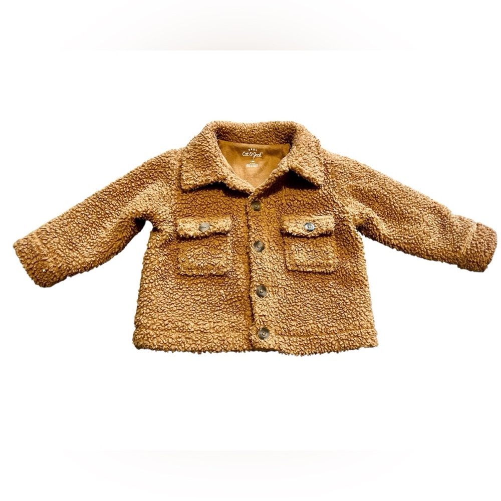 LIKE NEW - Cat & Jack Sherpa Jacket - Camel, Size 12 Months